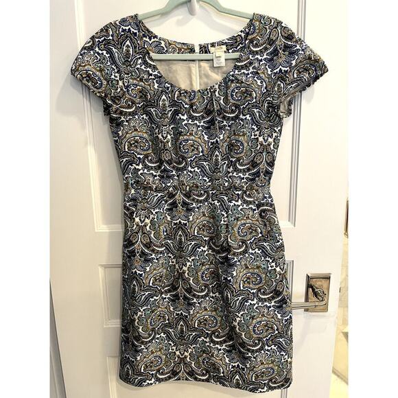 J. Crew Dolores Dress in Peacock Paisley Cotton Silk Size 2 - Picture 2 of 10
